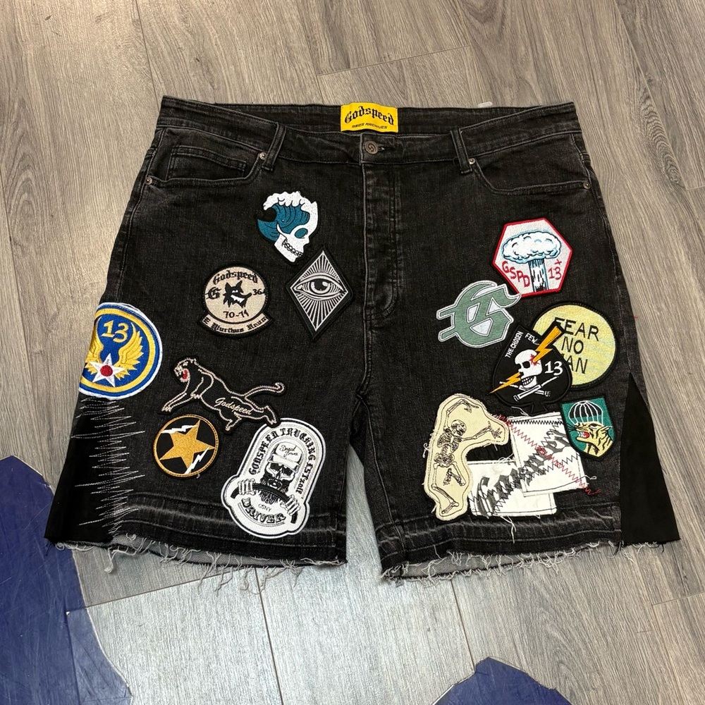 Black Godspeed Patchwork Men Shorts